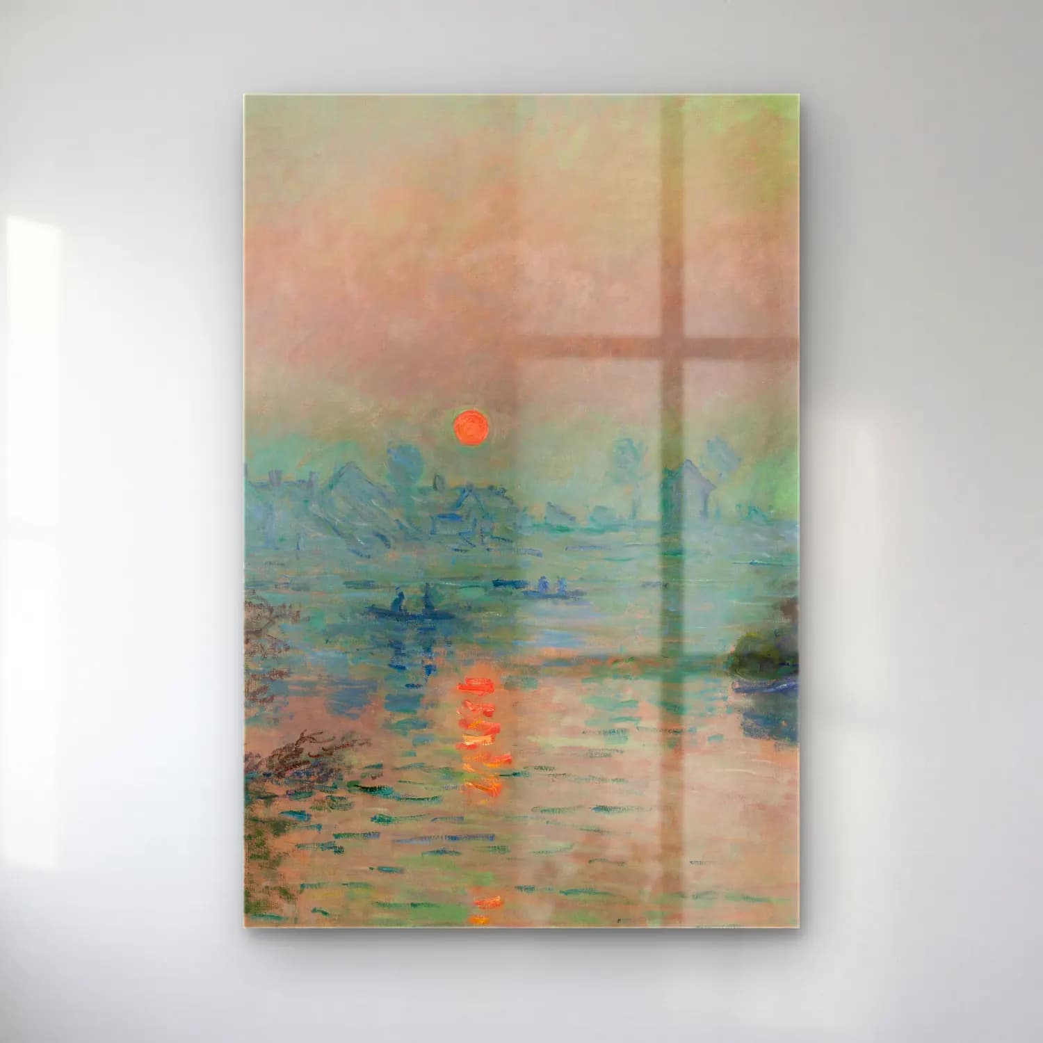 Claude Monet – Soleil couchant sur la Seine à Lavacourt, effet d’hiver cam tablo — Claude Monet – Soleil couchant sur la Seine à Lavacourt, effet d’hiver — empresyonist gün batımında göl