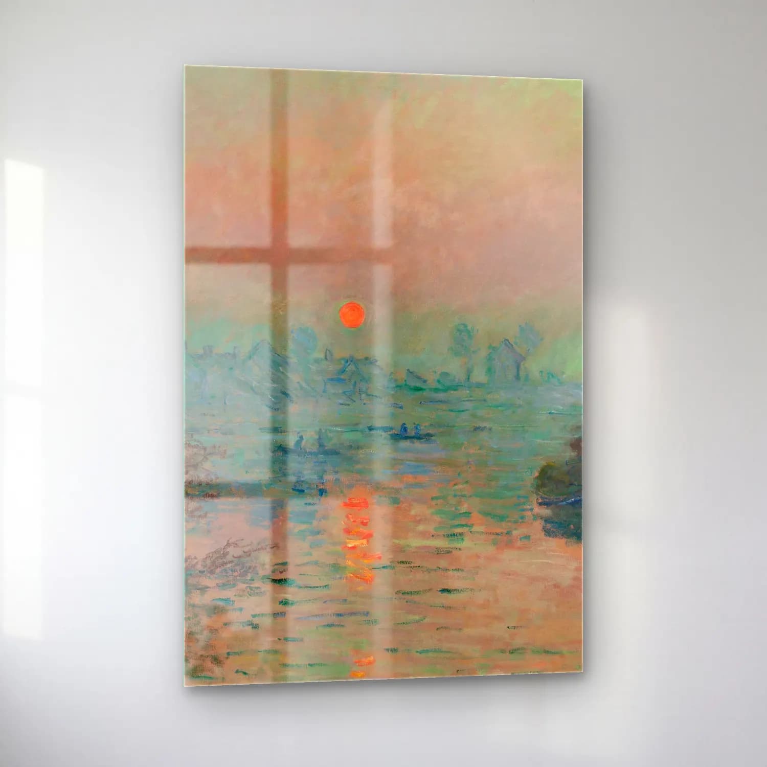 Claude Monet – Soleil couchant sur la Seine à Lavacourt, effet d’hiver cam tablo — sol açıdan görünüm