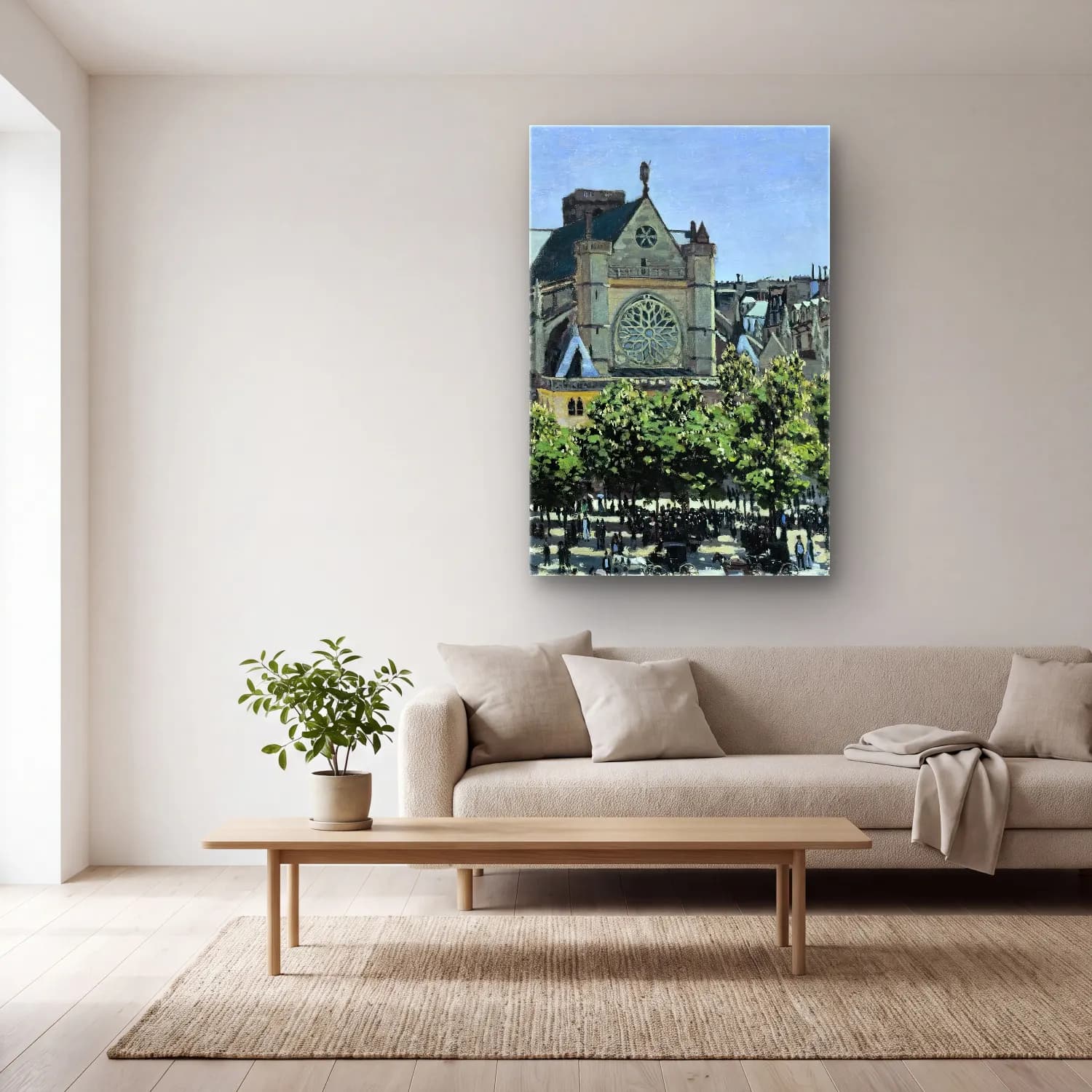 Claude Monet – St. Germain l’Auxerrois cam tablo — açık renk salonda