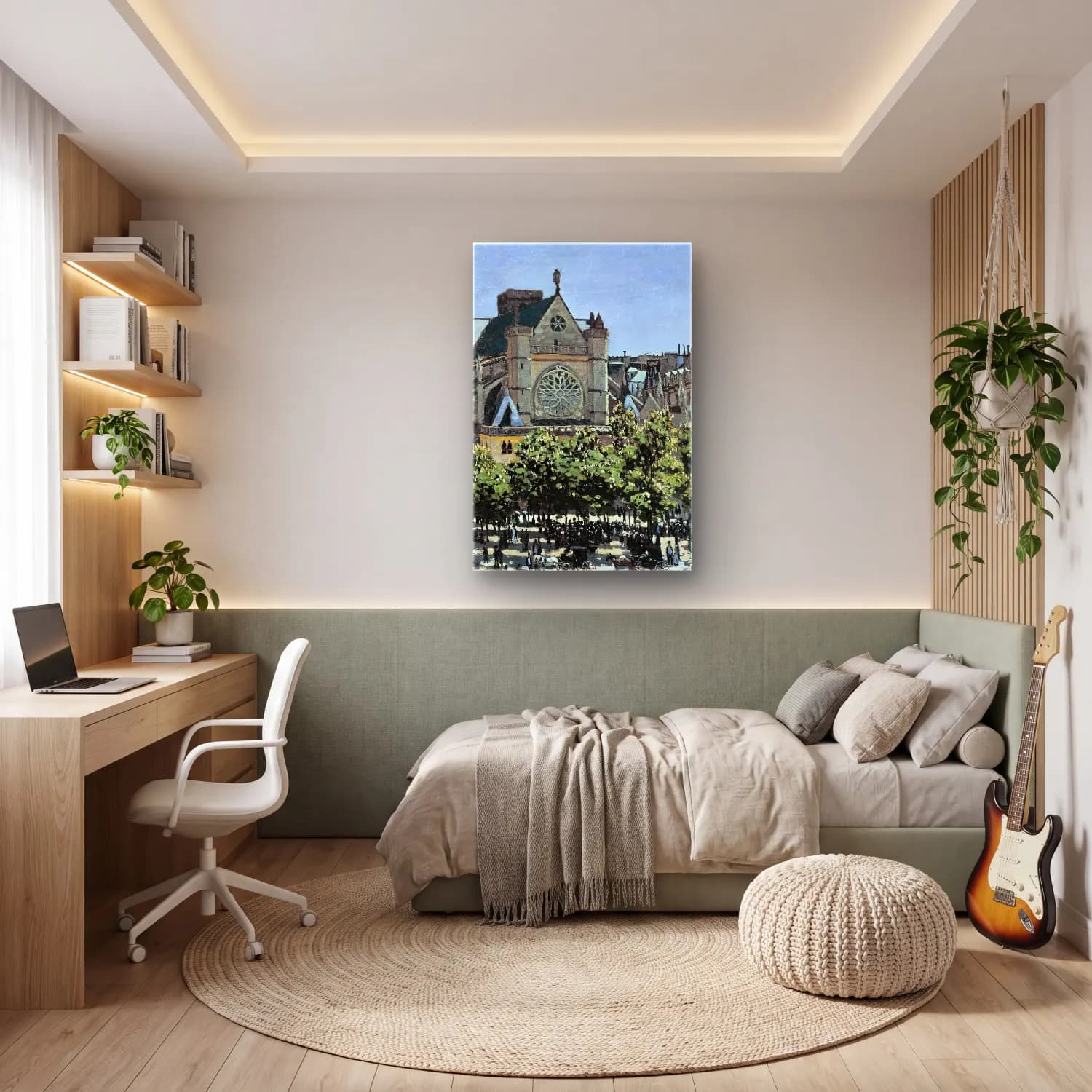Claude Monet – St. Germain l’Auxerrois cam tablo — genç odasında