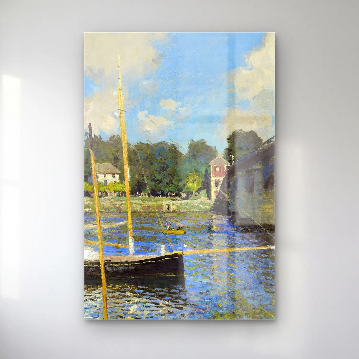 Claude Monet – The Bridge at Argenteuil cam tablo — Claude Monet – The Bridge at Argenteuil — empresyonist liman ve tekneler