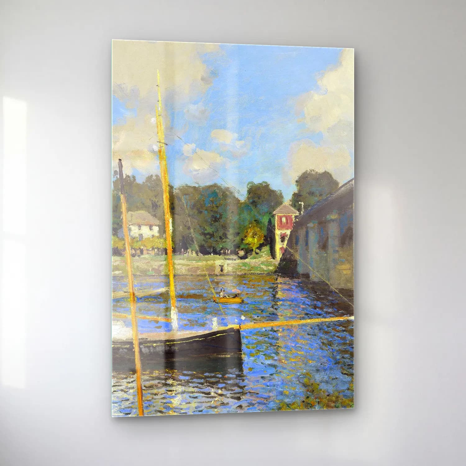 Claude Monet – The Bridge at Argenteuil cam tablo — sol açıdan görünüm