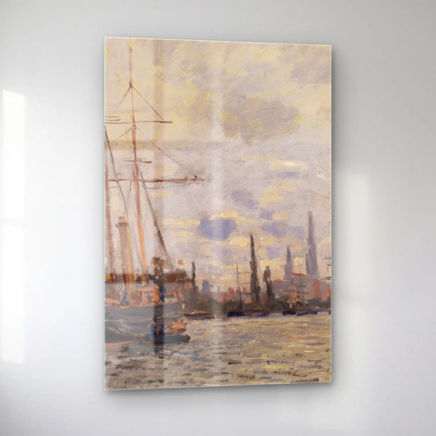 Claude Monet – The Seine near Rouen (ca 1874) cam tablo — sol açıdan görünüm