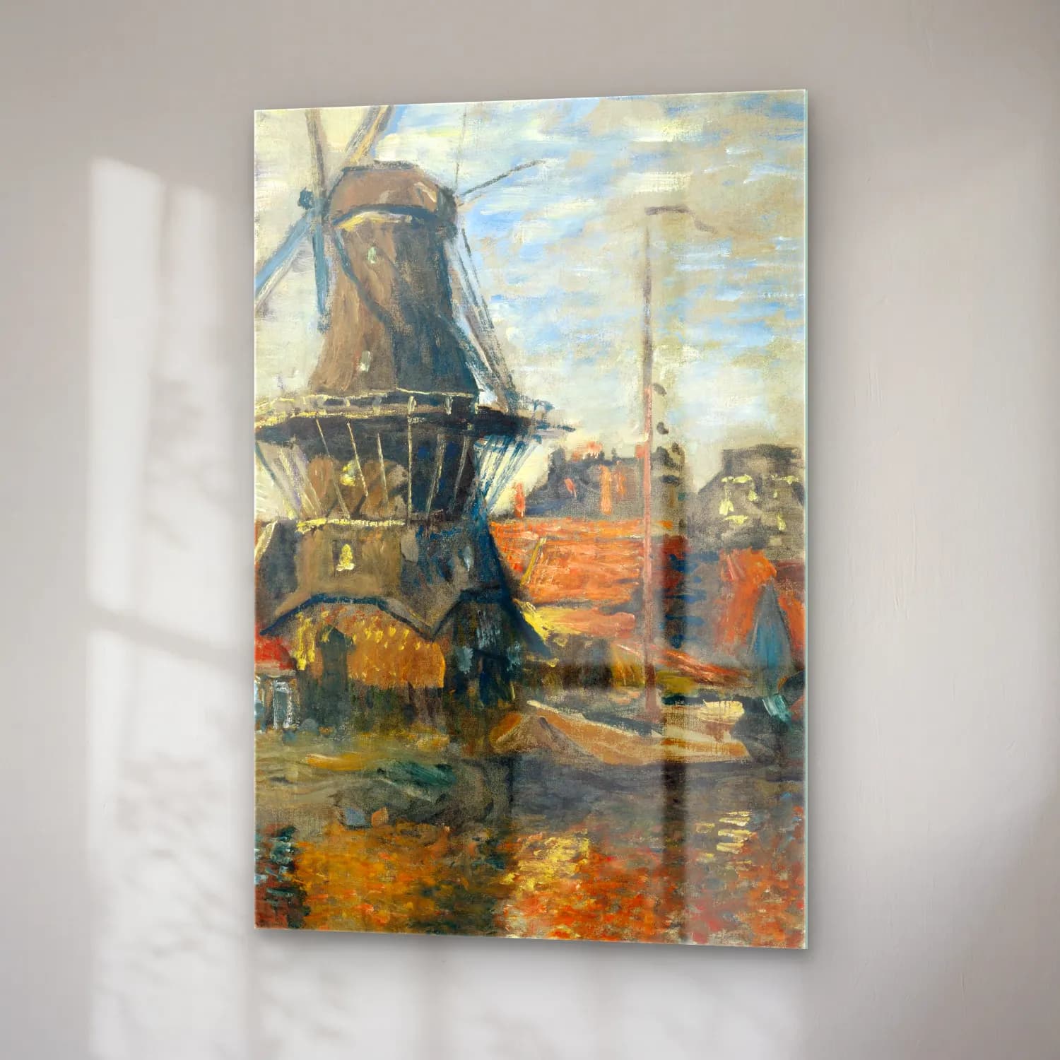Claude Monet – The Windmill on the Onbekende Gracht, Amsterdam cam tablo — sağ açıdan görünüm