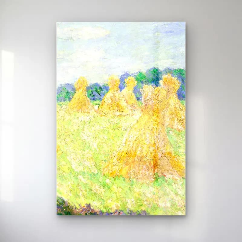 Claude Monet – The Young Ladies of Giverny, Sun Effect cam tablo — Claude Monet – The Young Ladies of Giverny, Sun Effect — empresyonist buğday tarlası