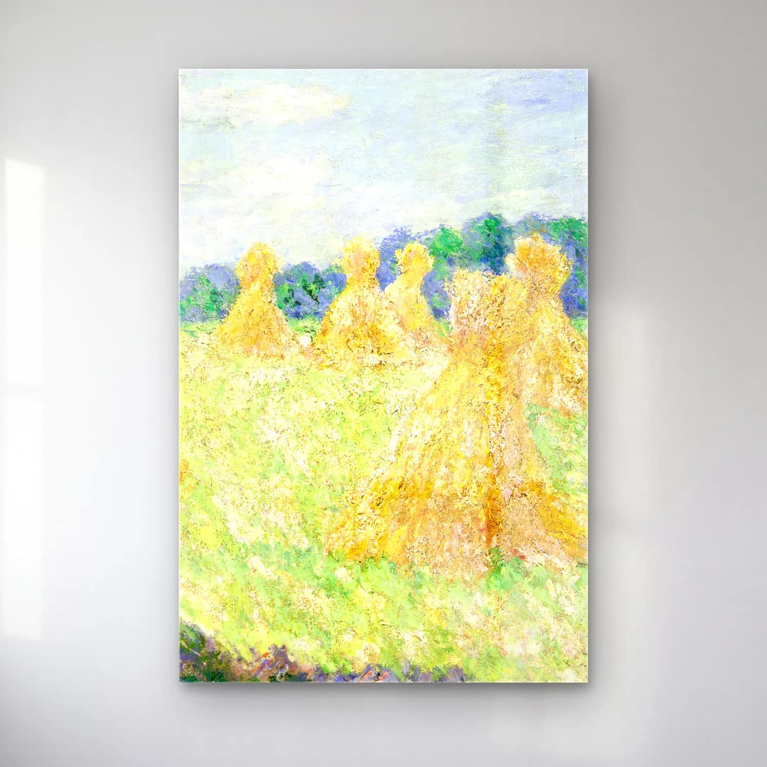 Claude Monet – The Young Ladies of Giverny, Sun Effect cam tablo — Claude Monet – The Young Ladies of Giverny, Sun Effect — empresyonist buğday tarlası