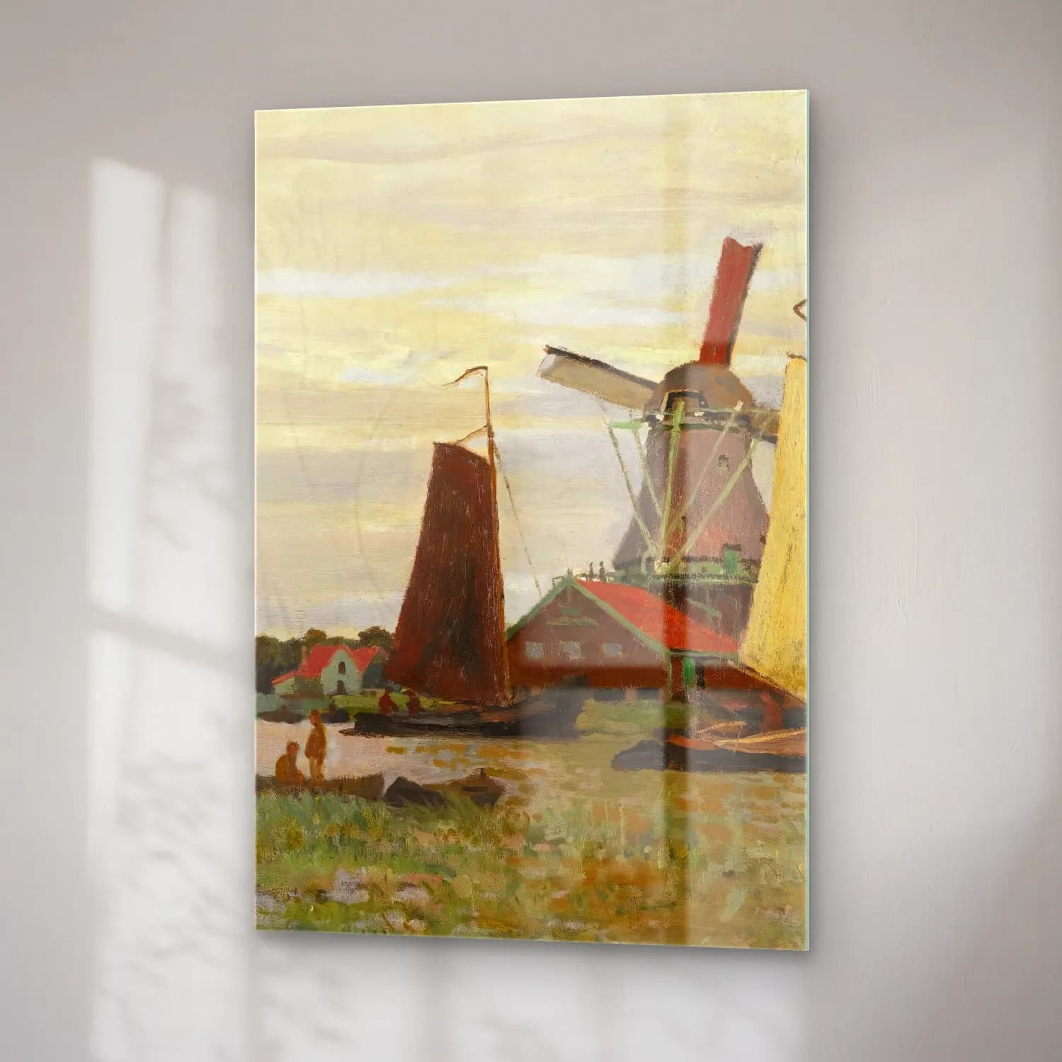 Claude Monet – Un Moulin À Zaandam cam tablo — sağ açıdan görünüm