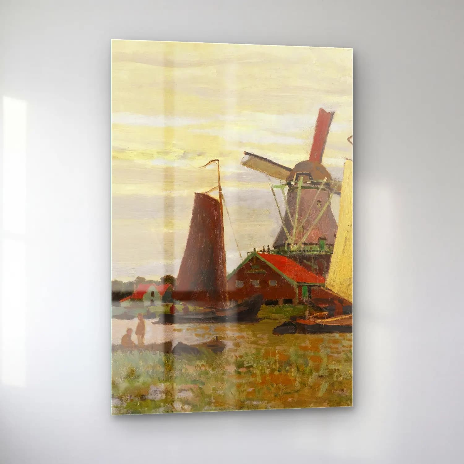 Claude Monet – Un Moulin À Zaandam cam tablo — sol açıdan görünüm