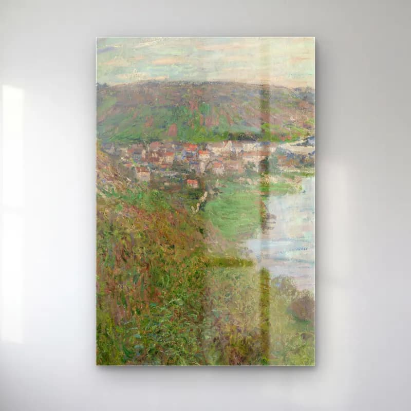 Claude Monet – View of Vétheuil cam tablo — Claude Monet – View of Vétheuil — empresyonist akdeniz sahil kasabası