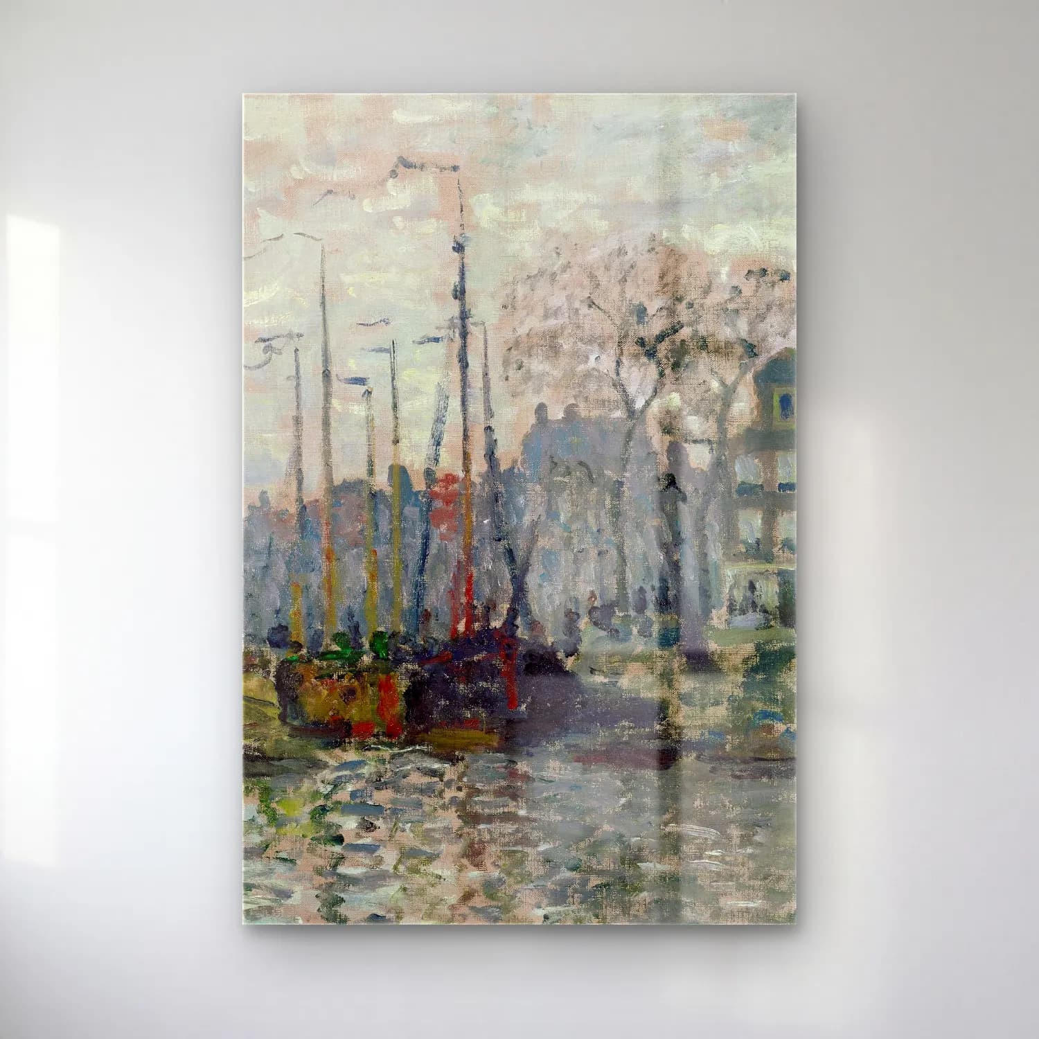 Claude Monet – View of the Prins Hendrikkade and the Kromme Waal in… cam tablo — Claude Monet – View of the Prins Hendrikkade and the Kromme Waal in… — empresyonist liman ve tekneler