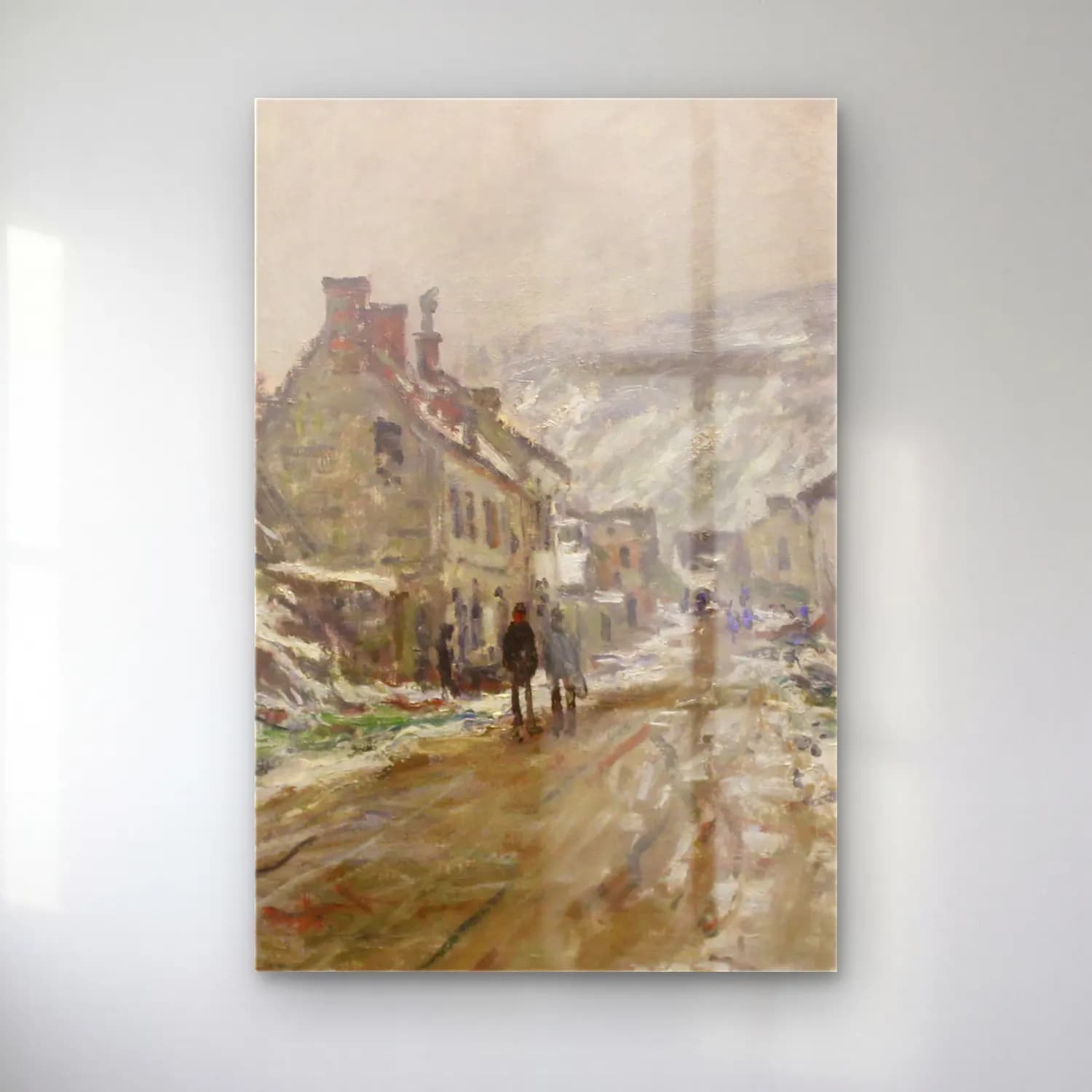 Claude Monet – Village Street, Vétheuil cam tablo — Claude Monet – Village Street, Vétheuil — empresyonist köy sokağı