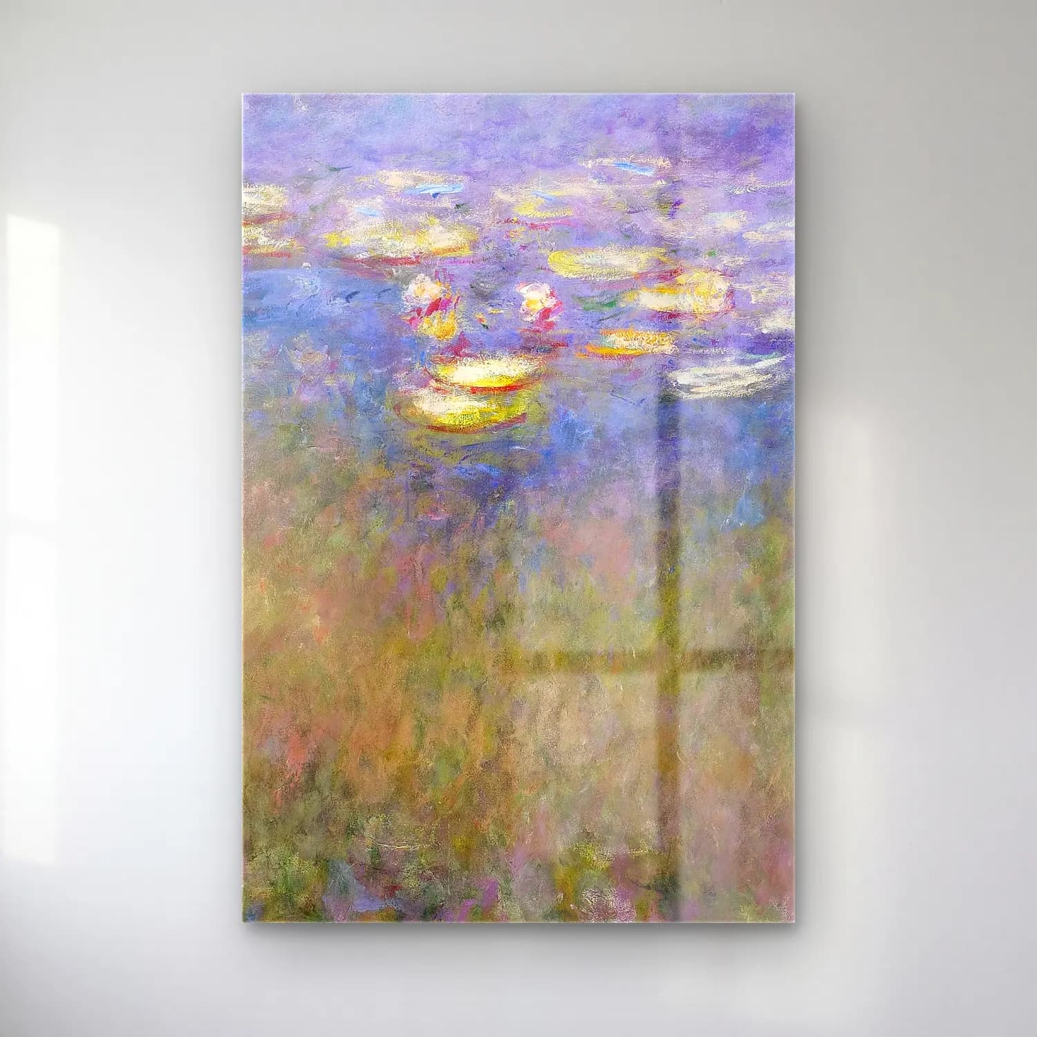 Claude Monet – Water Lilies – Pastel Tonlar cam tablo — Claude Monet – Water Lilies – Pastel Tonlar — empresyonist nilüfer göleti
