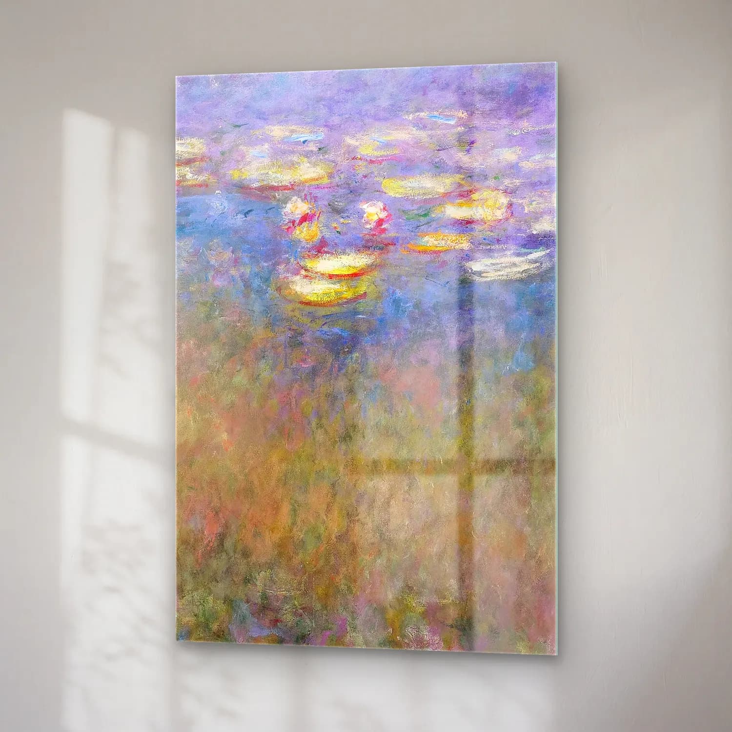 Claude Monet – Water Lilies – Pastel Tonlar cam tablo — sağ açıdan görünüm