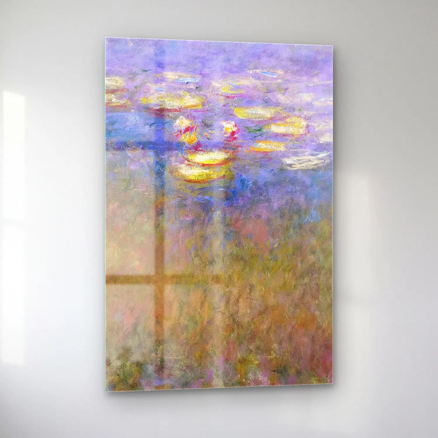 Claude Monet – Water Lilies – Pastel Tonlar cam tablo — sol açıdan görünüm