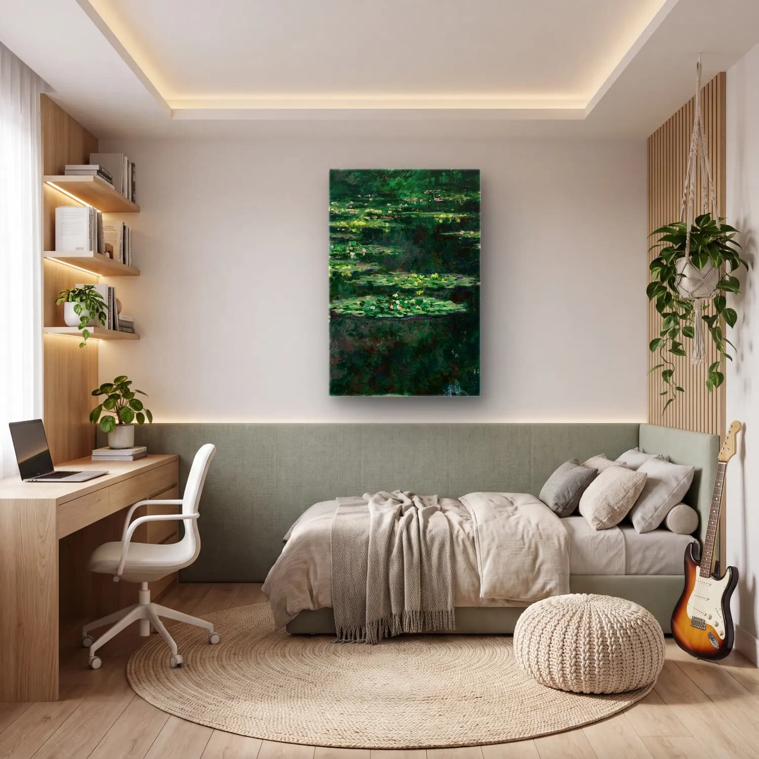 Claude Monet – Waterlilies cam tablo — genç odasında