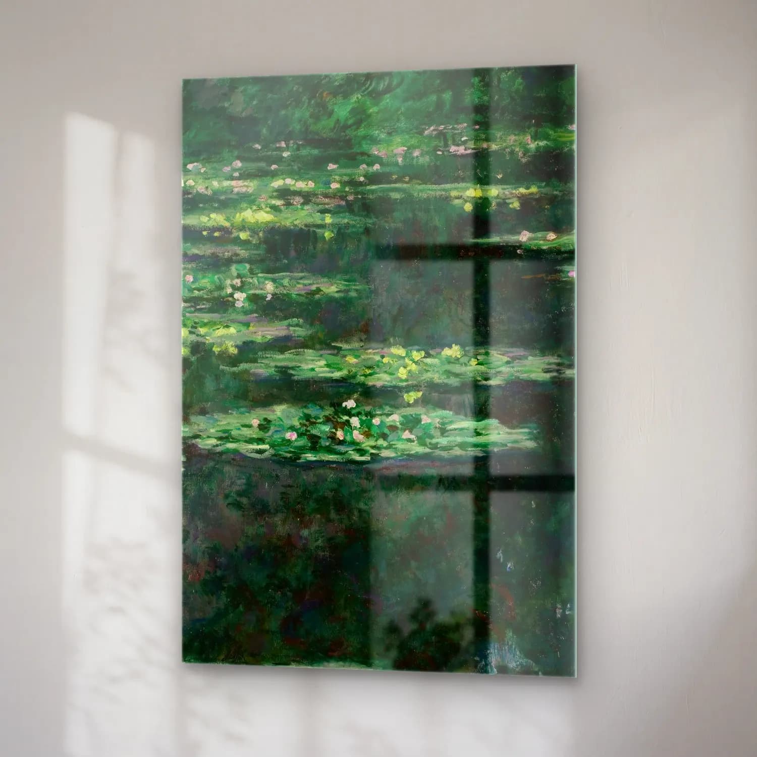 Claude Monet – Waterlilies cam tablo — sağ açıdan görünüm