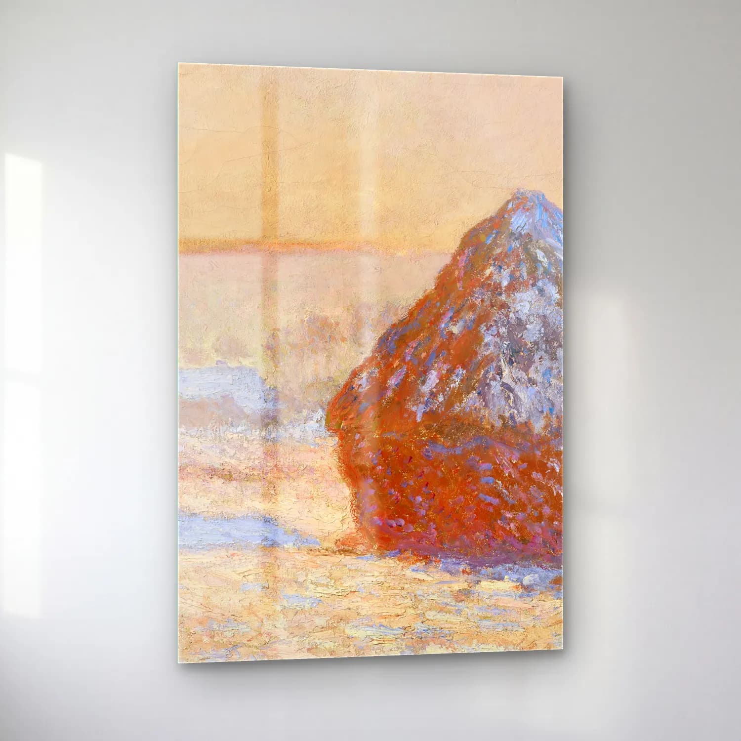 Claude Monet – Wheatstacks, Snow Effect, Morning cam tablo — sol açıdan görünüm