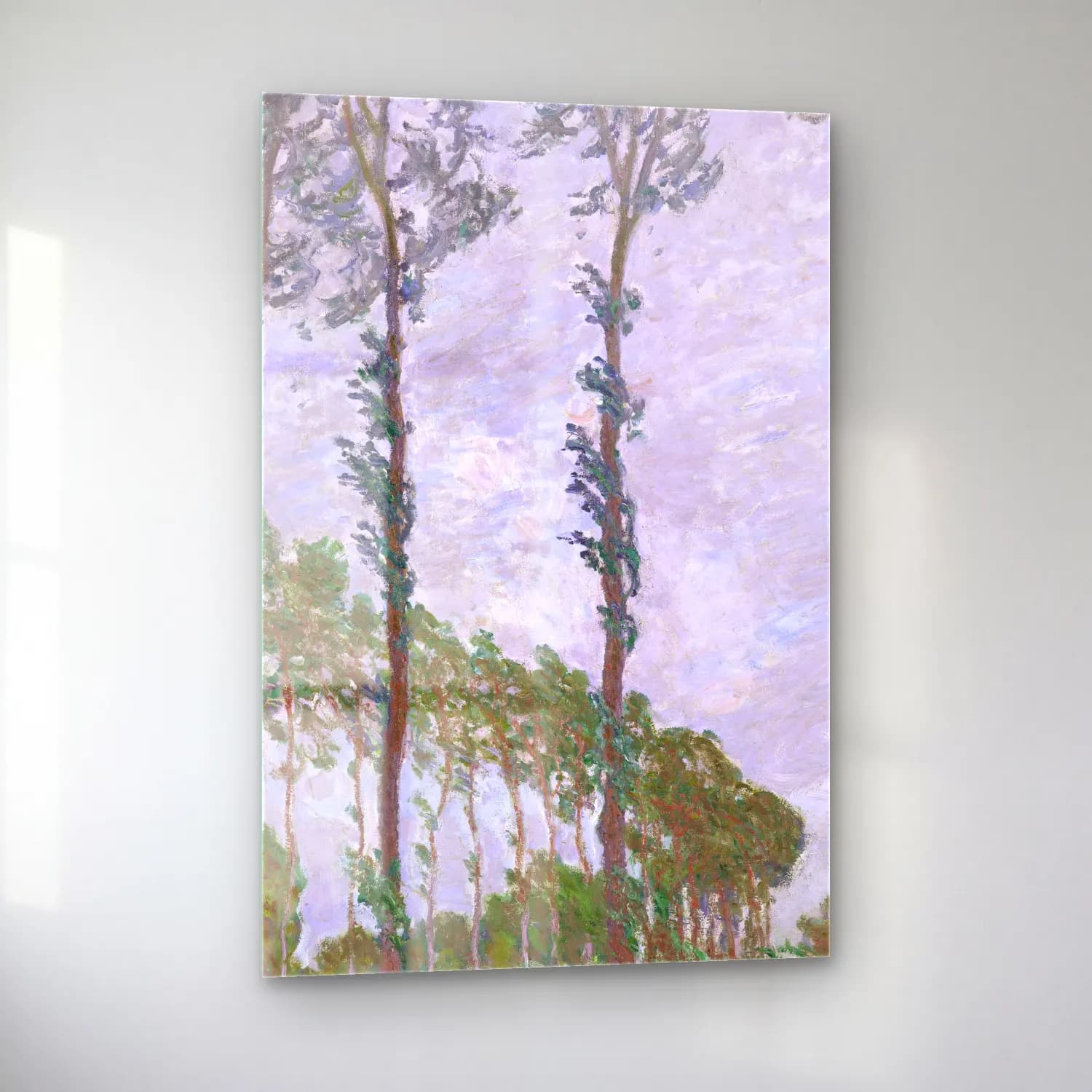 Claude Monet – Wind Effect, Series of The Poplars cam tablo — sol açıdan görünüm