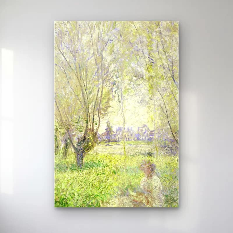 Claude Monet – Woman Seated under the Willows cam tablo — Claude Monet – Woman Seated under the Willows — empresyonist kırda nehir