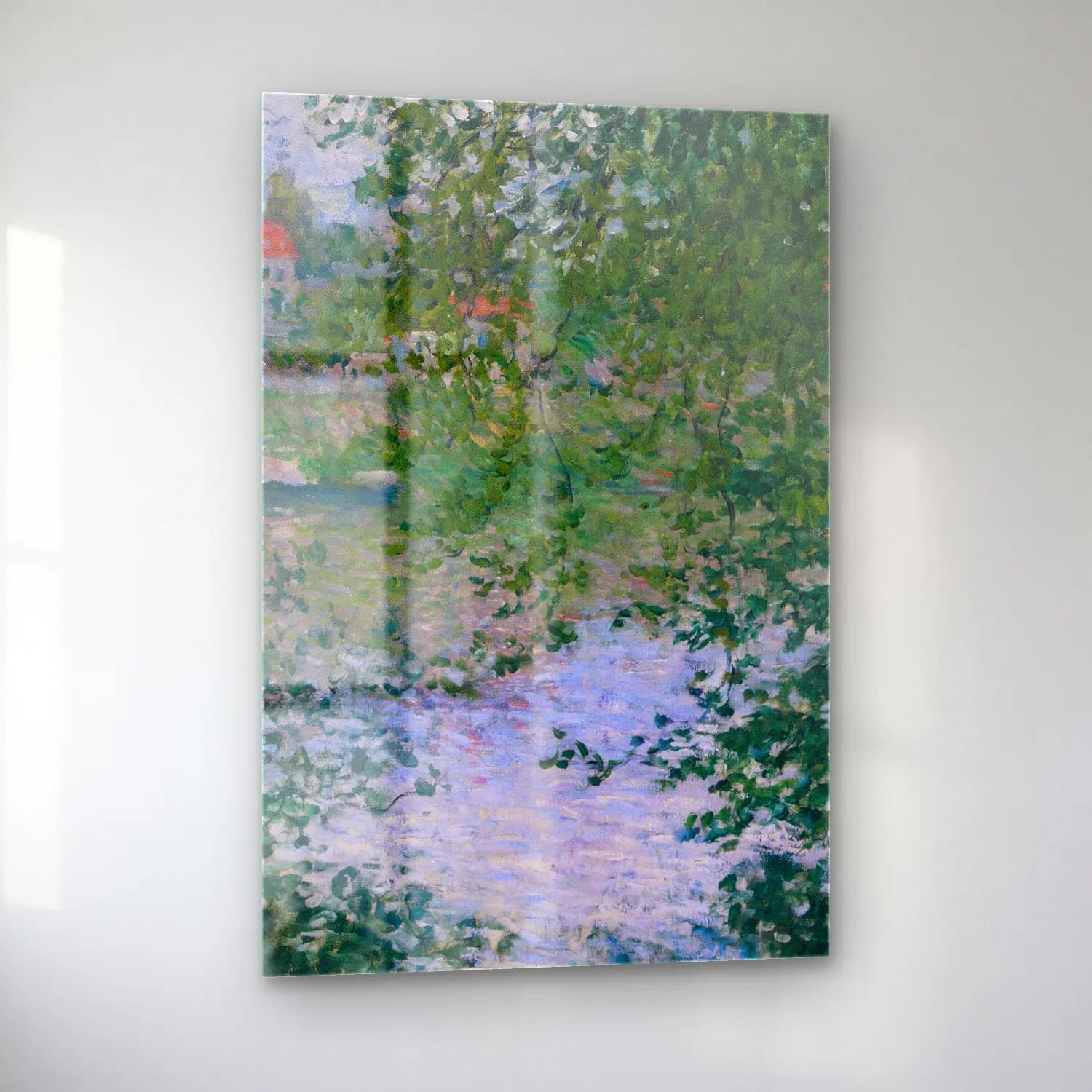 Claude Monet – À Travers Les Arbres, Île De La Grande Jatte cam tablo — sol açıdan görünüm