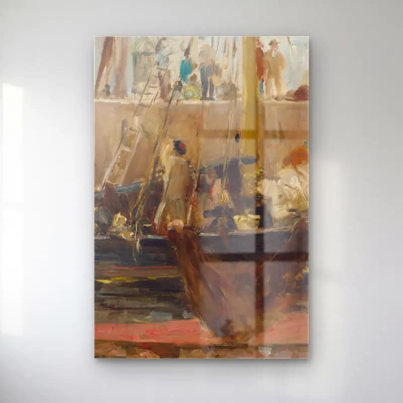 Berthe Morisot – Boats at quay cam tablo — Berthe Morisot – Boats at quay — empresyonist liman ve tekneler