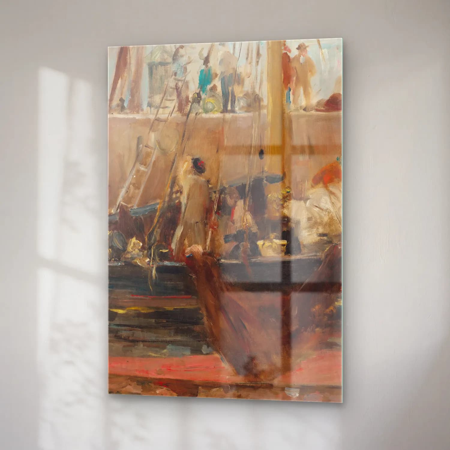 Berthe Morisot – Boats at quay cam tablo — sağ açıdan görünüm
