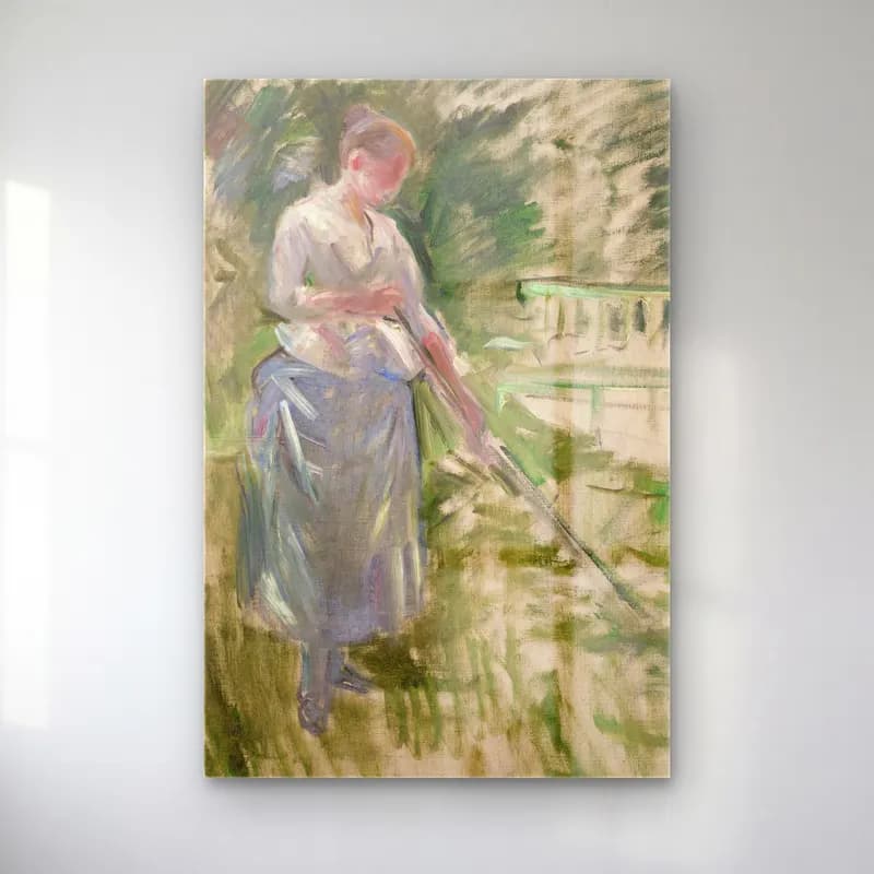 Berthe Morisot – Faneuse cam tablo — Berthe Morisot – Faneuse — empresyonist elbiseli kadın