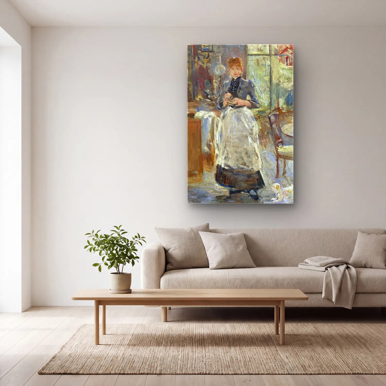 Berthe Morisot – In the Dining Room cam tablo — açık renk salonda