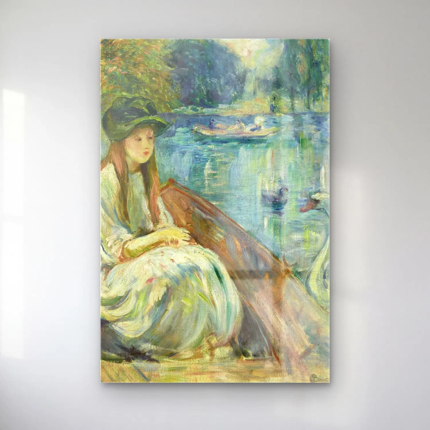 Berthe Morisot – Jeanne Fourmanoir sur le lac cam tablo — Berthe Morisot – Jeanne Fourmanoir sur le lac — empresyonist kuğu