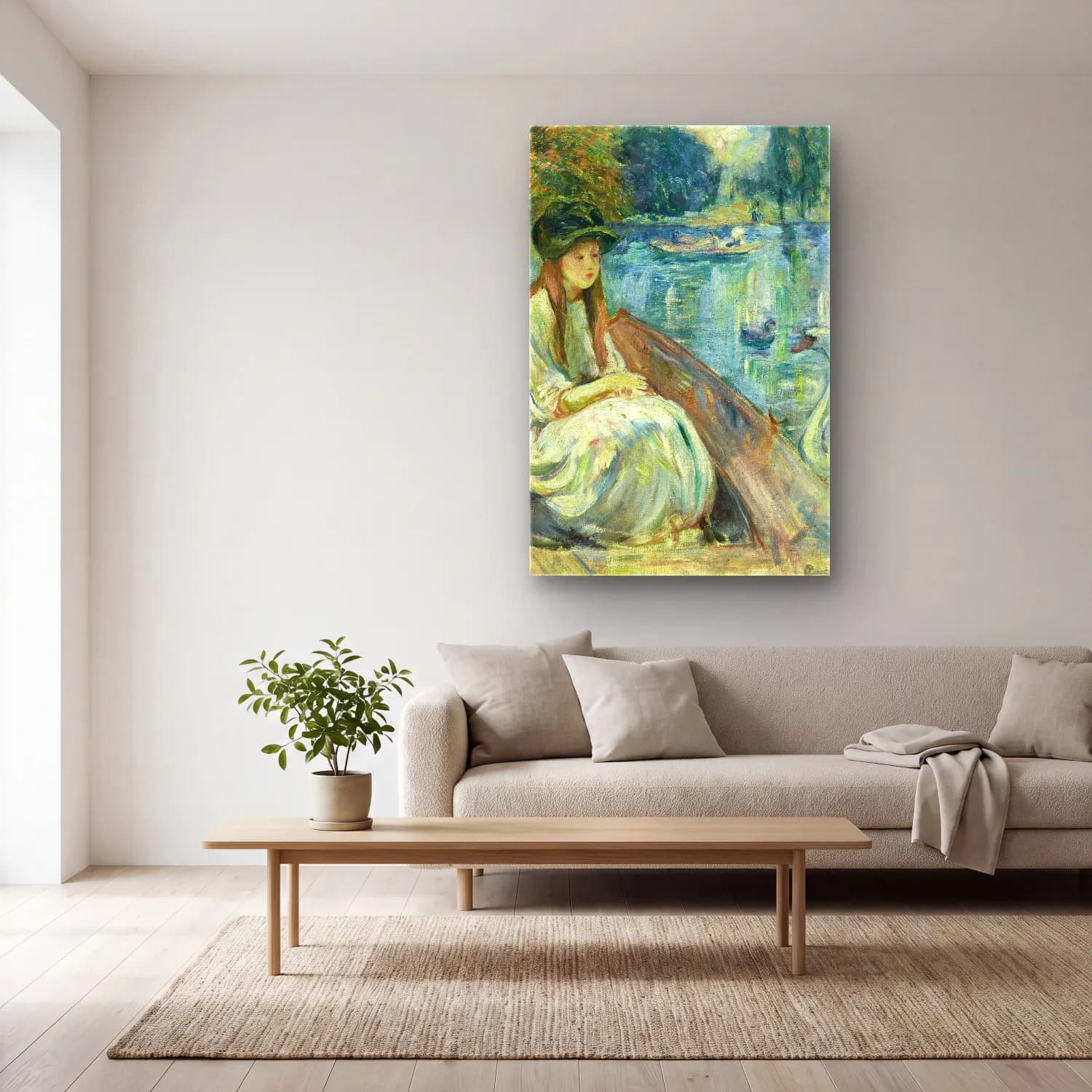 Berthe Morisot – Jeanne Fourmanoir sur le lac cam tablo — açık renk salonda