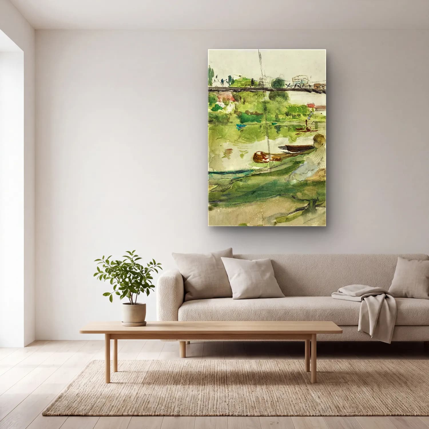 Berthe Morisot – Le pont sur l’Oise cam tablo — açık renk salonda