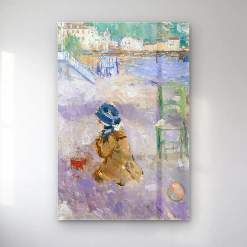 Berthe Morisot – Plage De Nice cam tablo — Berthe Morisot – Plage De Nice — empresyonist anne ve çocuk