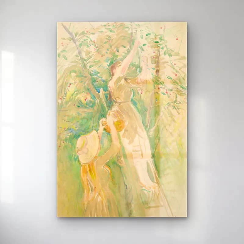 Berthe Morisot – Study for The Cherry Tree cam tablo — Berthe Morisot – Study for The Cherry Tree — empresyonist anne ve çocuk