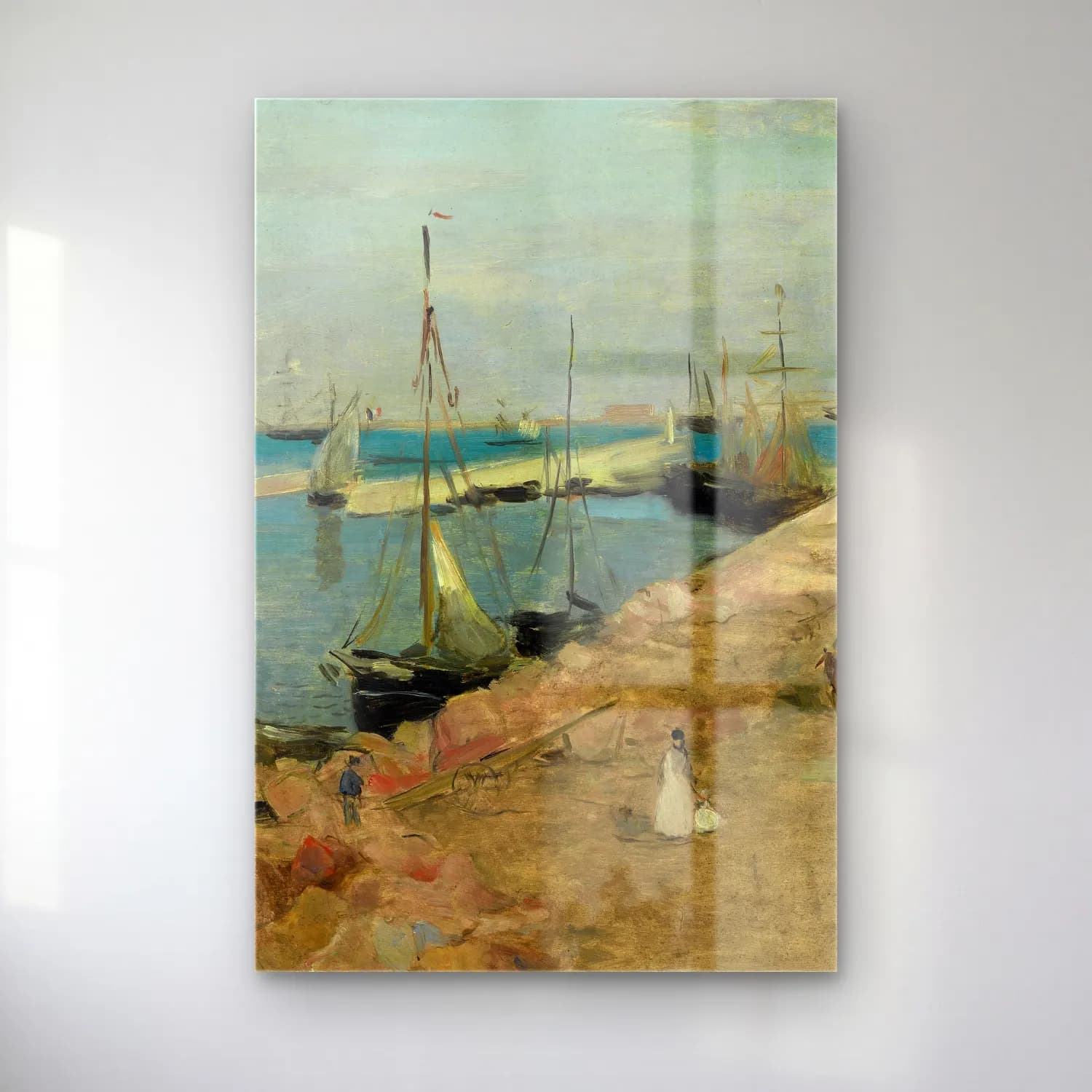 Berthe Morisot – The Harbor at Cherbourg cam tablo — Berthe Morisot – The Harbor at Cherbourg — empresyonist liman ve tekneler
