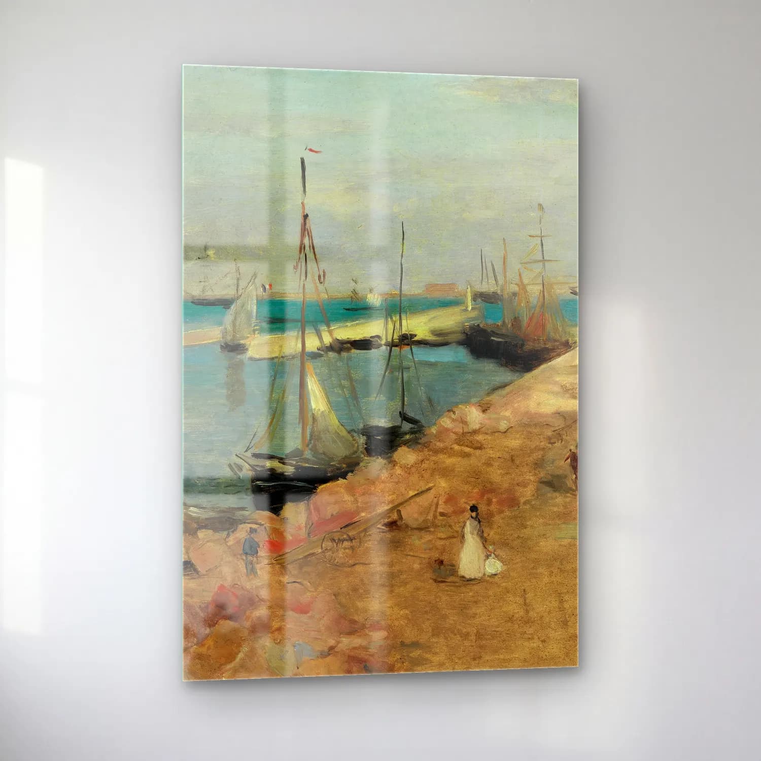 Berthe Morisot – The Harbor at Cherbourg cam tablo — sol açıdan görünüm