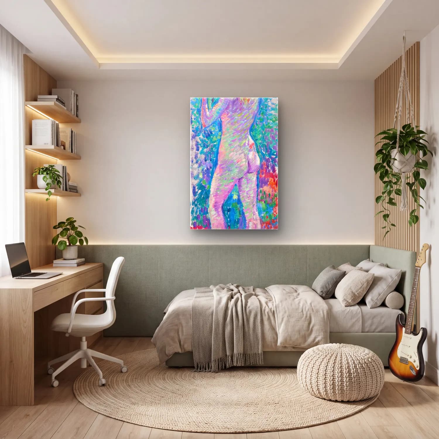 Theo van Rysselberghe – Anémones Et Eucalyptus cam tablo — genç odasında