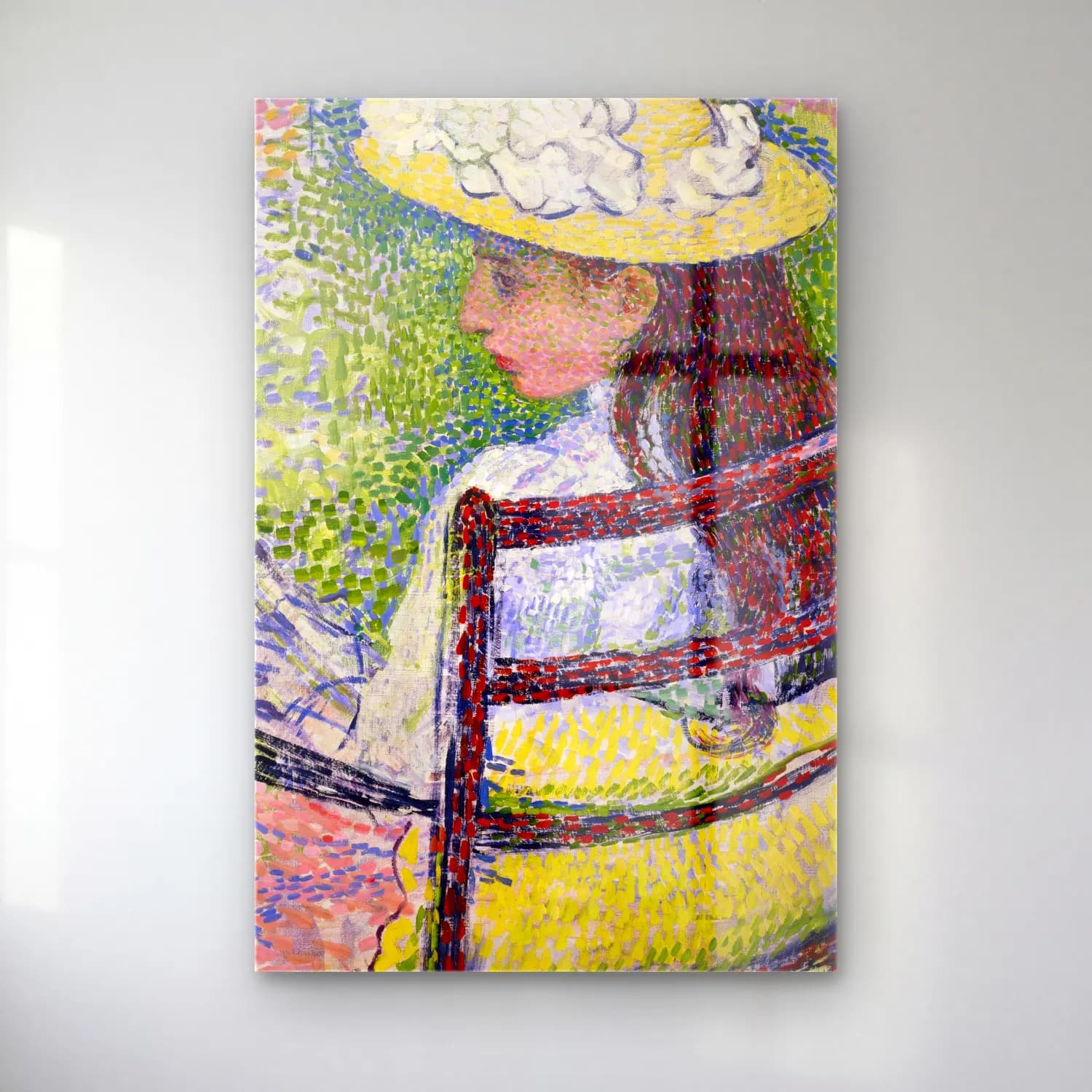 Theo van Rysselberghe – Jeanne Pissarro cam tablo — Theo van Rysselberghe – Jeanne Pissarro — empresyonist kitap okuyan kadın