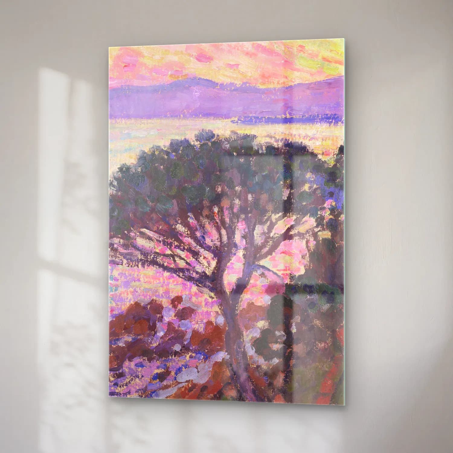 Theo van Rysselberghe – Pine-Tree near the Mediterranean Sea at Sunset cam tablo — sağ açıdan görünüm