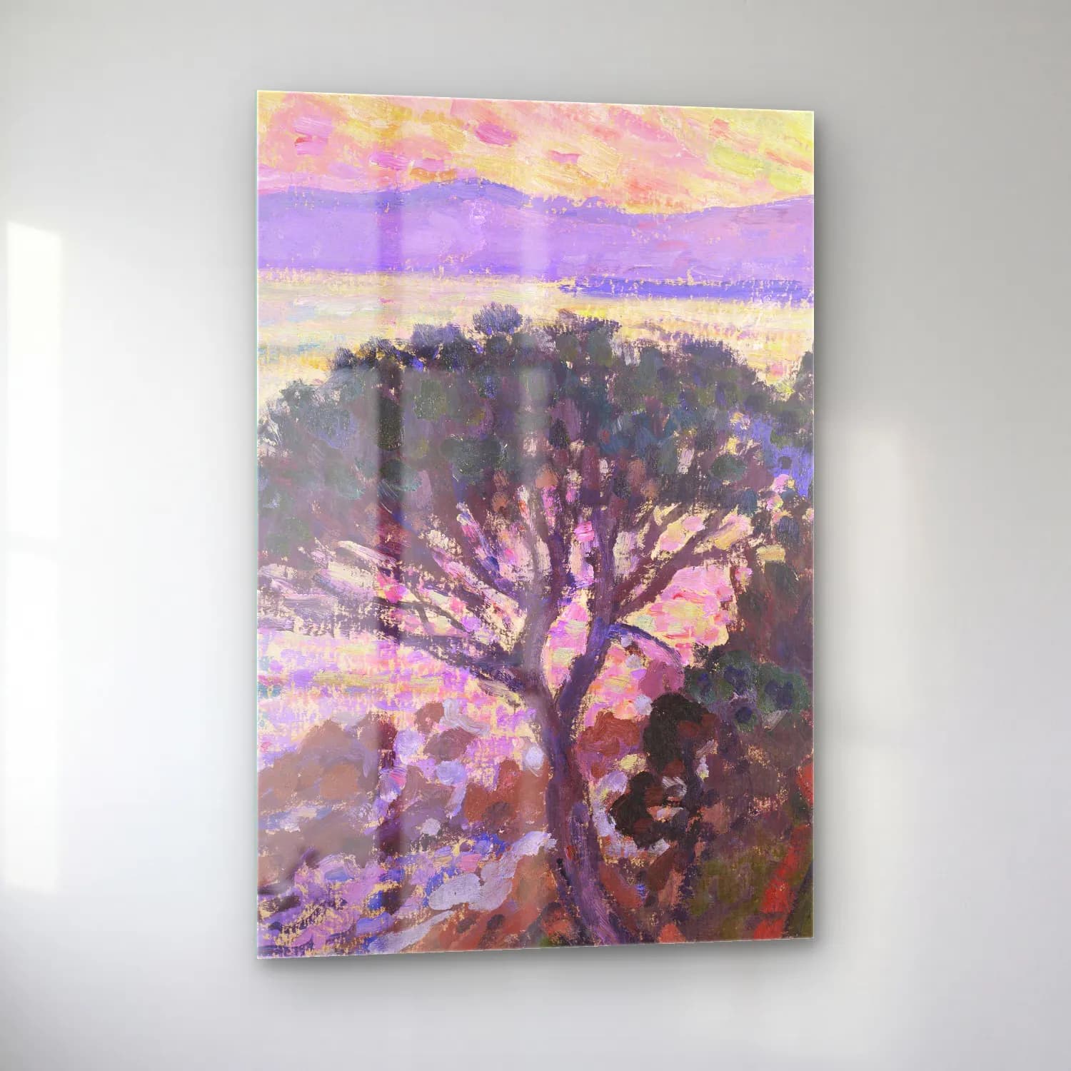 Theo van Rysselberghe – Pine-Tree near the Mediterranean Sea at Sunset cam tablo — sol açıdan görünüm