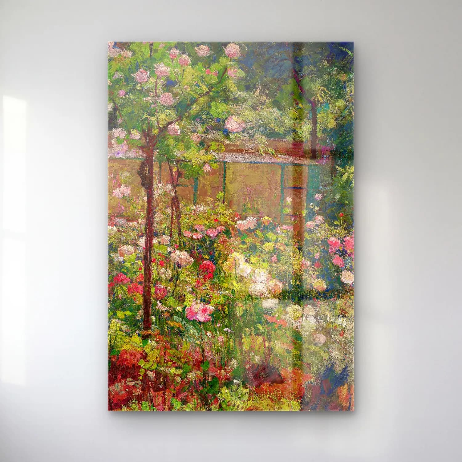 Robert William Vonnoh – Jardin en Fleurs (circa 1890) – Pastel Tonlar cam tablo — Robert William Vonnoh – Jardin en Fleurs (circa 1890) – Pastel Tonlar — empresyonist çiçek bahçesi