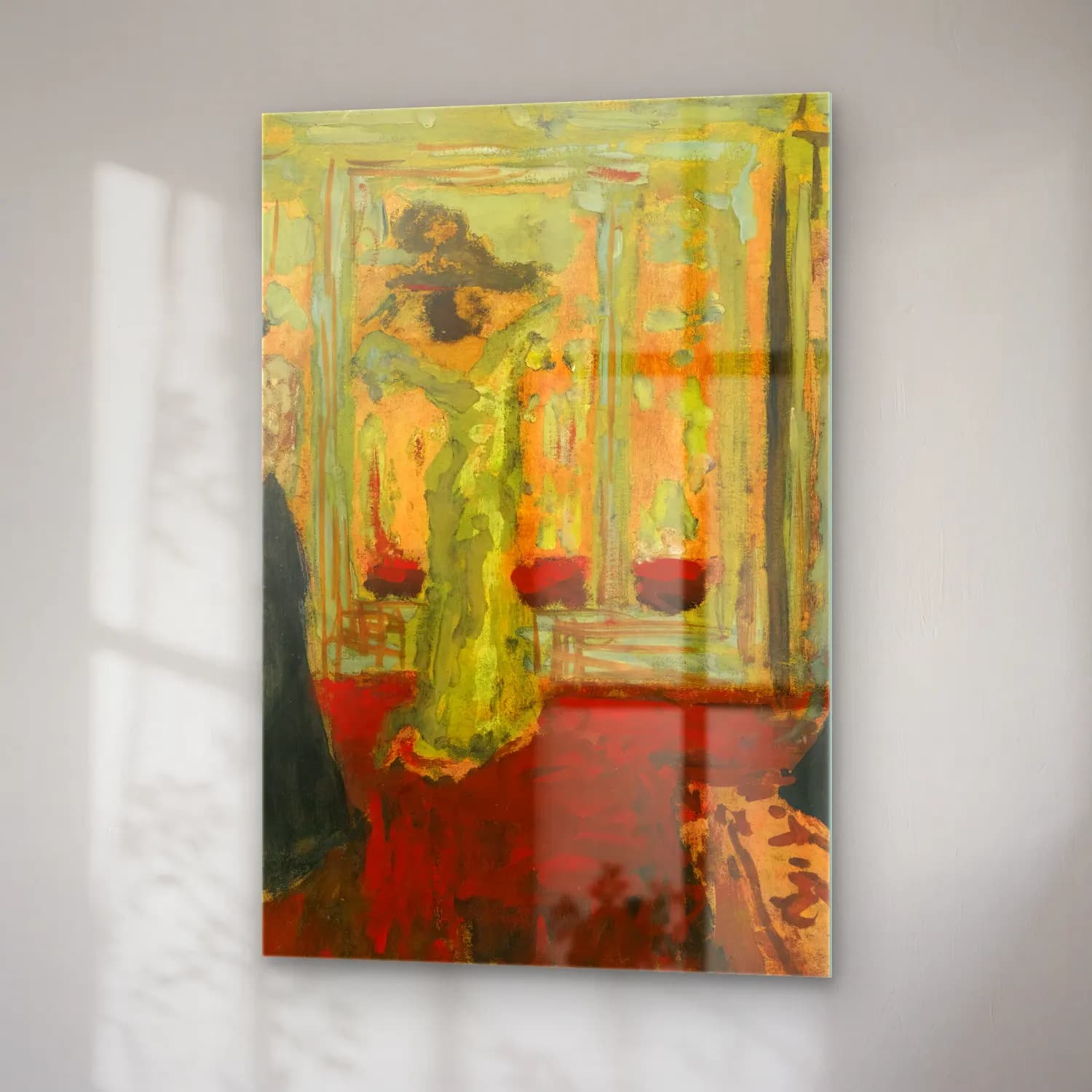 Édouard Vuillard – Vintage İç Mekân – Yeşil Tonlar cam tablo — sağ açıdan görünüm