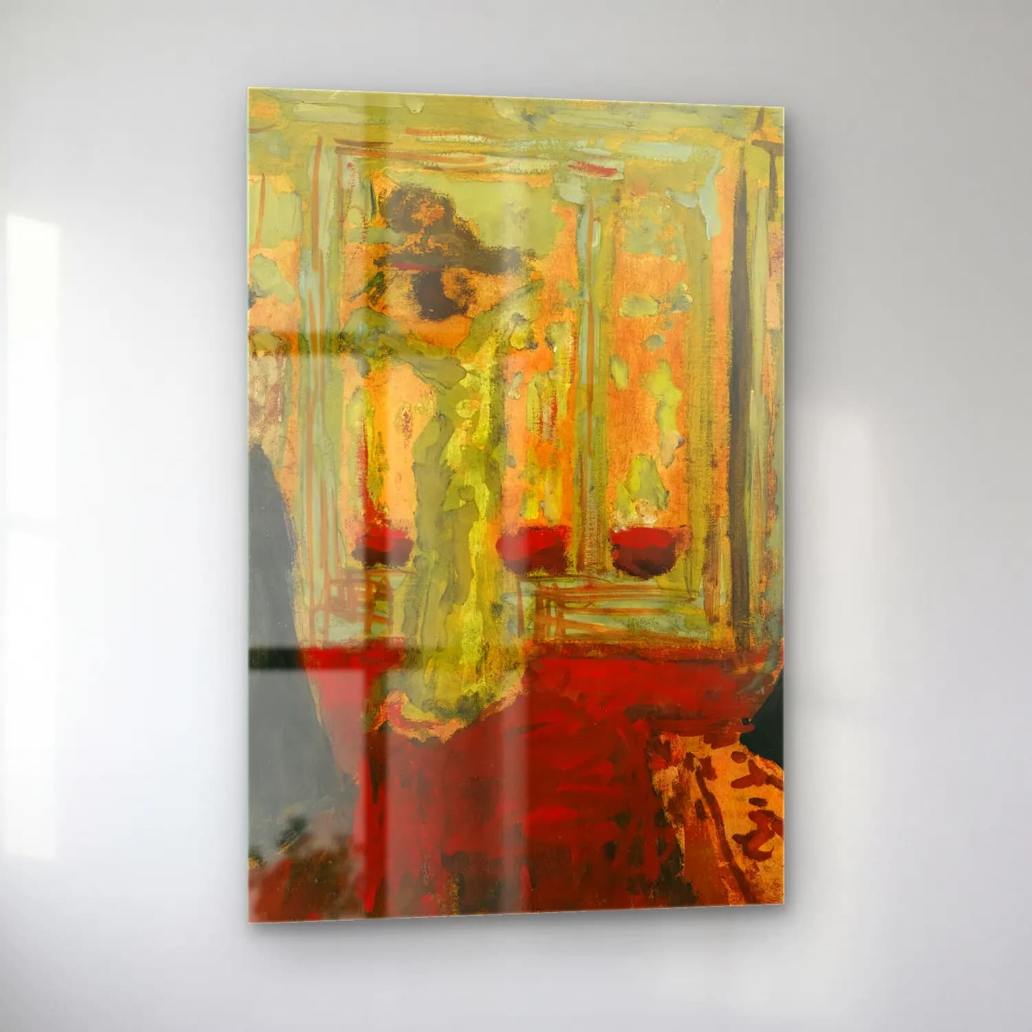 Édouard Vuillard – Vintage İç Mekân – Yeşil Tonlar cam tablo — sol açıdan görünüm