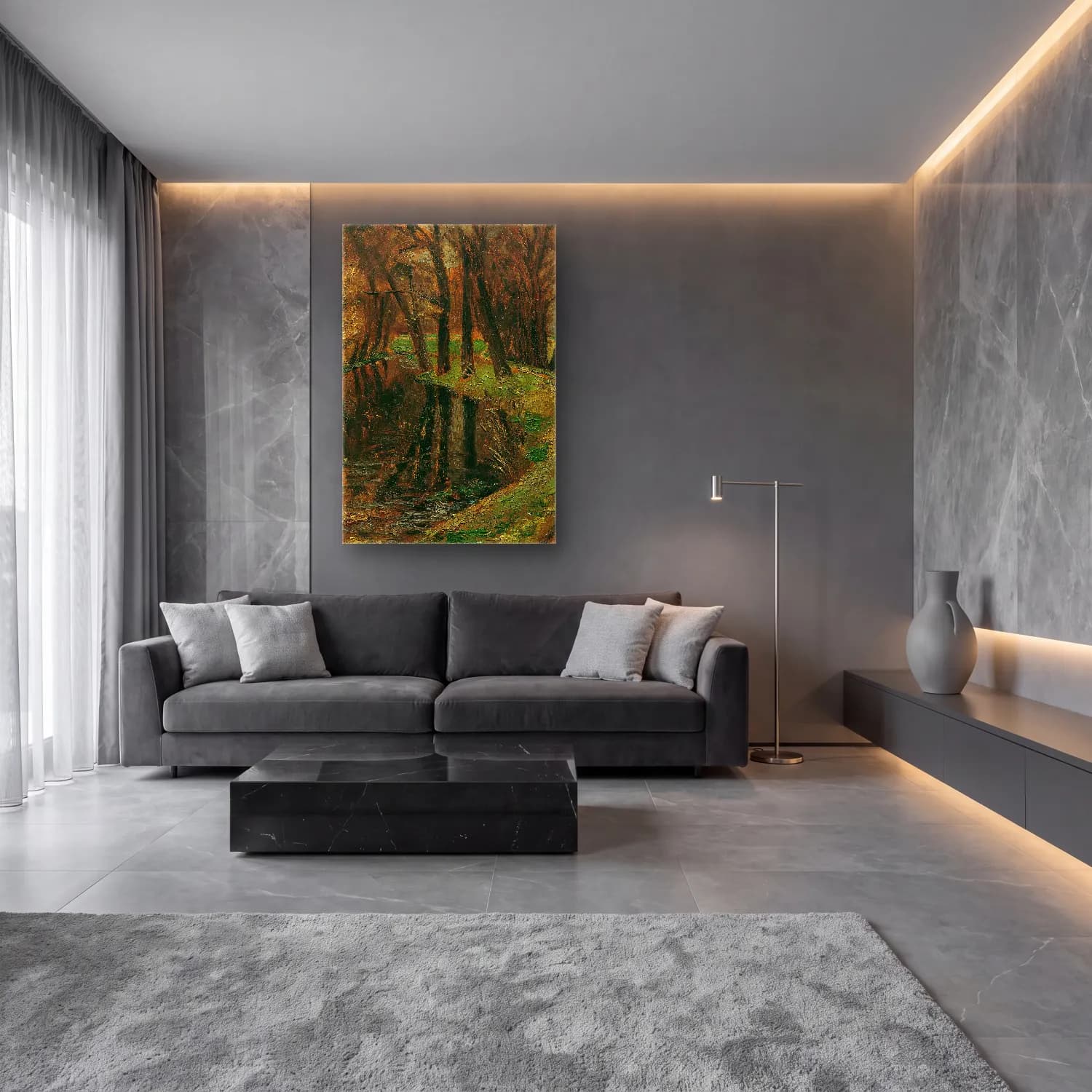 Olga Wisinger-Florian – Allee am Weiher cam tablo — lüks salon duvarında