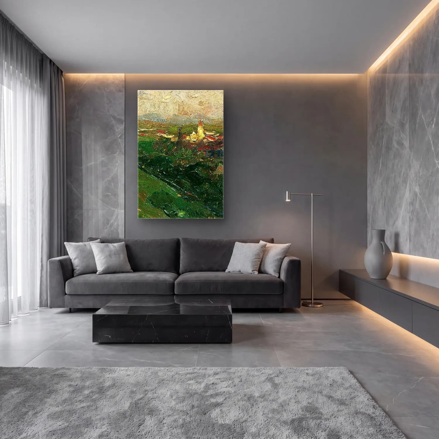 Olga Wisinger-Florian – Blick auf das Kahlenberger Dorf cam tablo — lüks salon duvarında