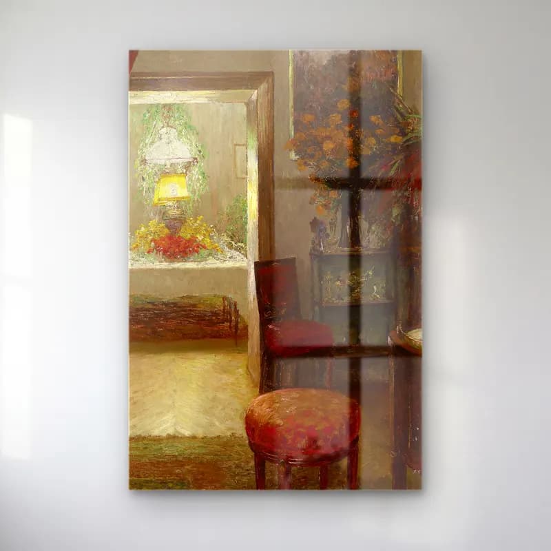 Olga Wisinger-Florian – Interieur mit festlich gedecktem Tisch cam tablo — Olga Wisinger-Florian – Interieur mit festlich gedecktem Tisch — empresyonist vintage i̇ç mekân