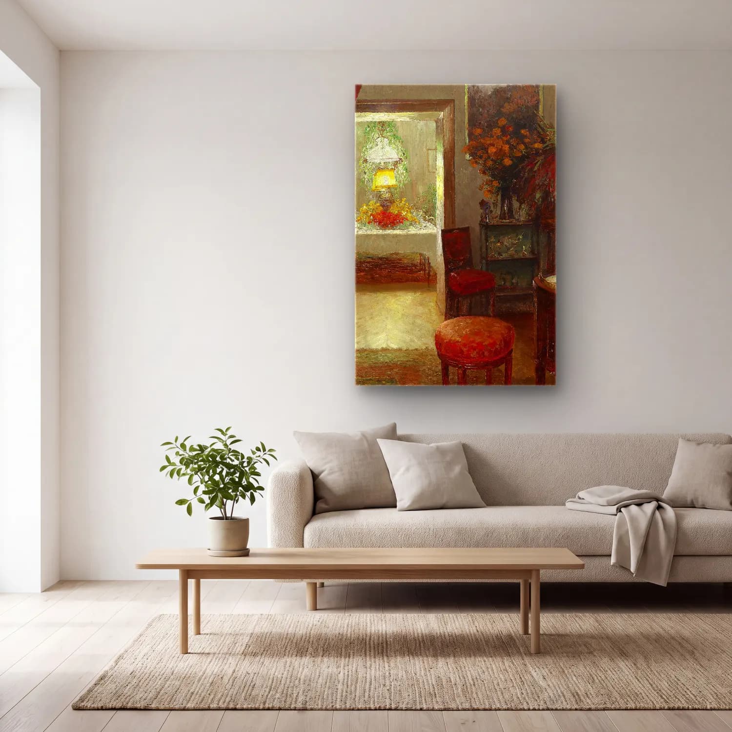 Olga Wisinger-Florian – Interieur mit festlich gedecktem Tisch cam tablo — açık renk salonda