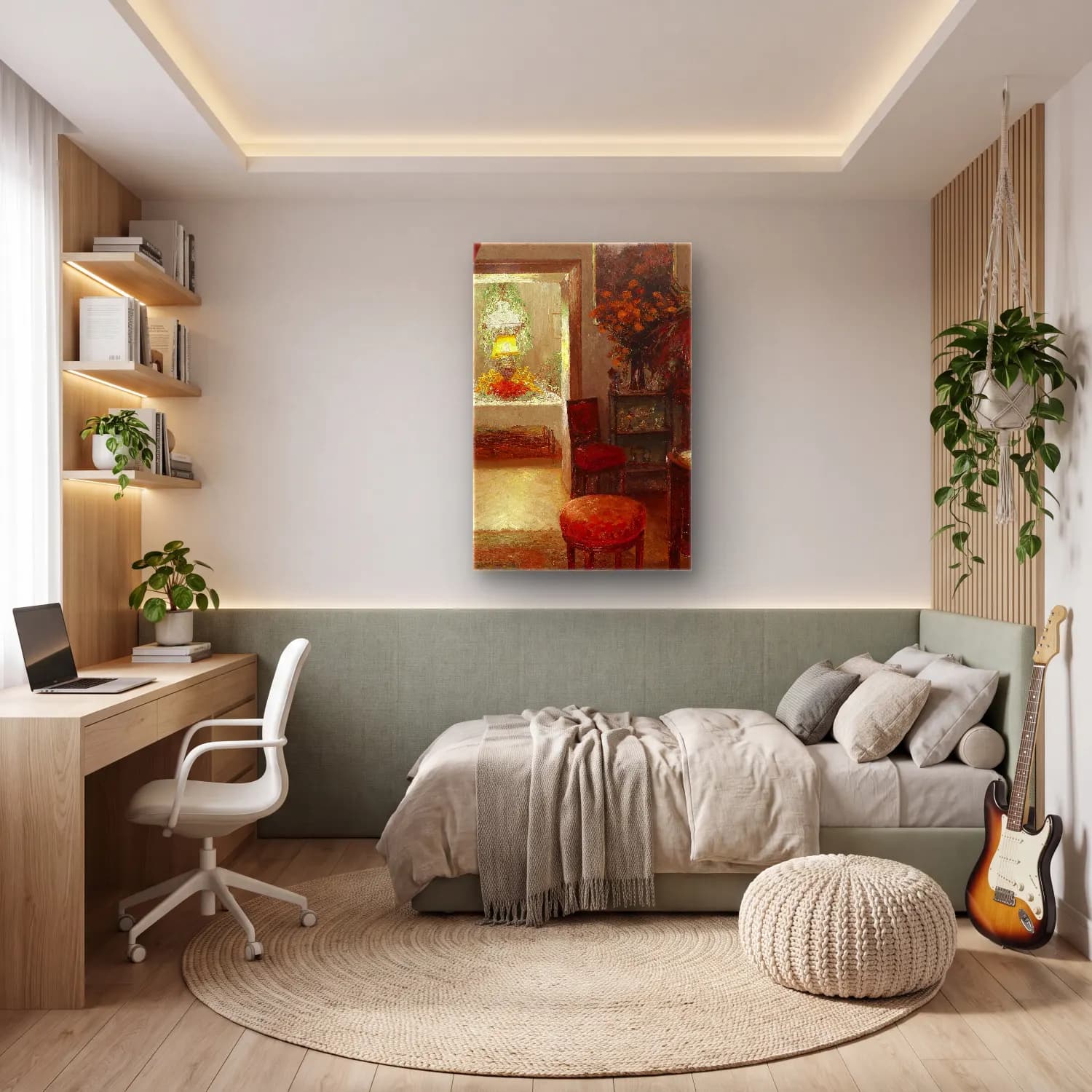 Olga Wisinger-Florian – Interieur mit festlich gedecktem Tisch cam tablo — genç odasında