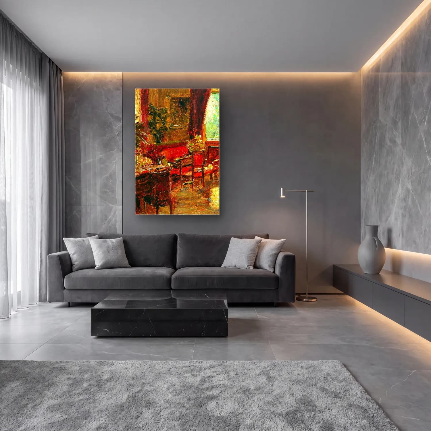 Olga Wisinger-Florian – Interior cam tablo — lüks salon duvarında