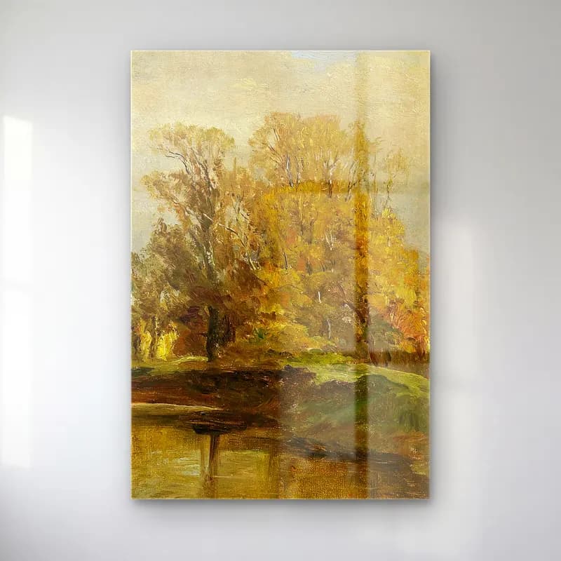 Olga Wisinger-Florian – Landscape Study cam tablo — Olga Wisinger-Florian – Landscape Study — empresyonist sonbahar ağaçları