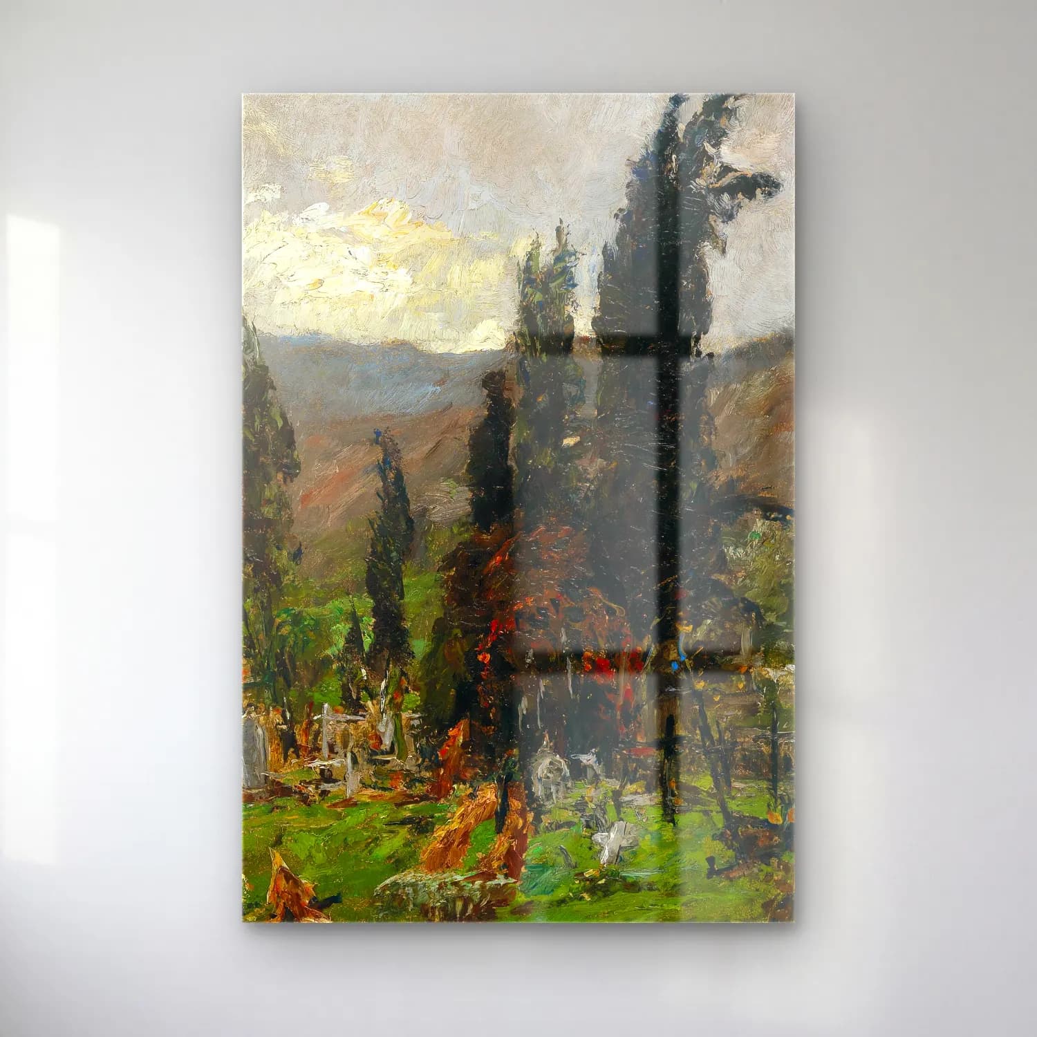 Olga Wisinger-Florian – View of a cemetery at dusk cam tablo — Olga Wisinger-Florian – View of a cemetery at dusk — empresyonist soyut manzara